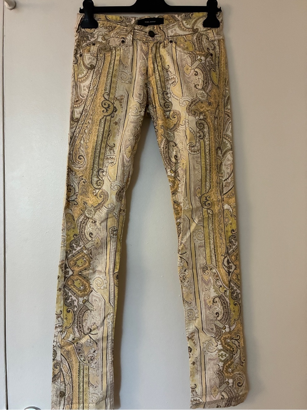 Isabel Marant Paisley Skinny Pants in Yellow and Cream